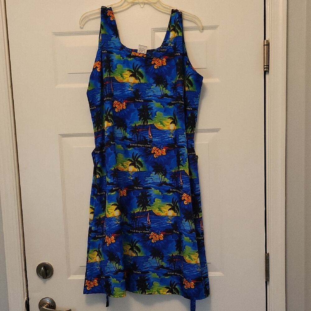 Rima Beach Wear Sleeveless Dress Tropical Print Size XXL - Picture 10 of 11